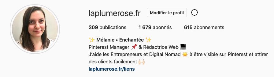Profil instagram La plume rose