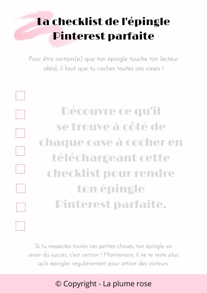 Checklist épingle Pinterest parfaite